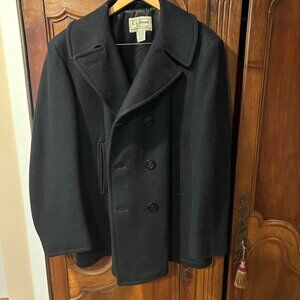 L. L. Bean men's wool navy pea coat, size L